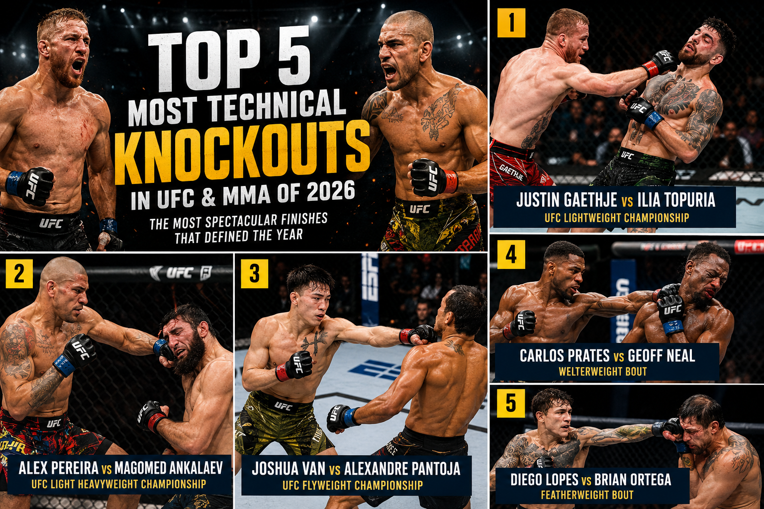 Top 5 Most Technical Knockouts in UFC and MMA of 2026